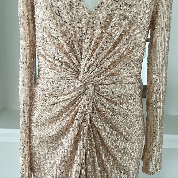 Mac Duggal IEENA Sequined High Low Dress, Rose Gold, NWT, Size 12 - Picture 13 of 16